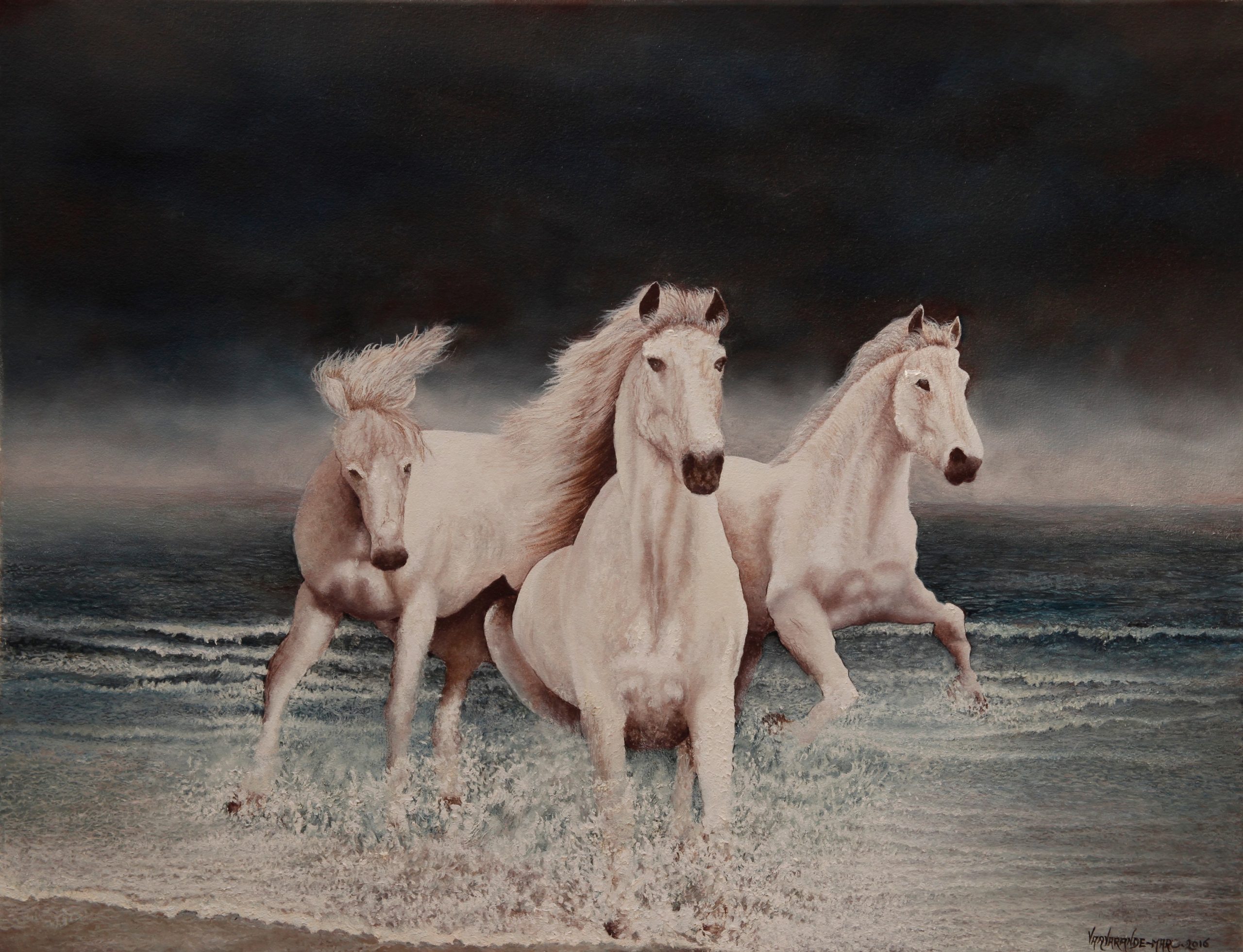 huile sur toile 5O cm x 65 cm peinture_chevaux